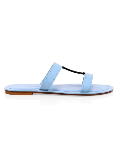 Definery Bar Flat Leather Sandals In Tormalina