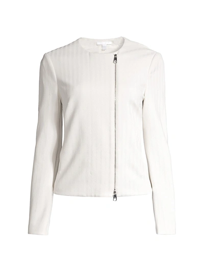 Hugo Boss Jersa Structured Herringbone Jersey Jacket In Soft Cream