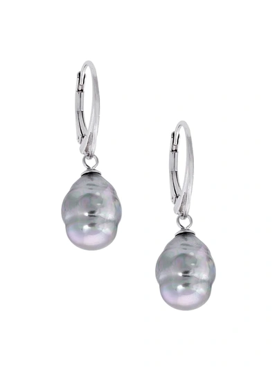 Majorica Women's Sterling Silver & Imitation Gray Baroque Pearl Drop Earrings In Grey
