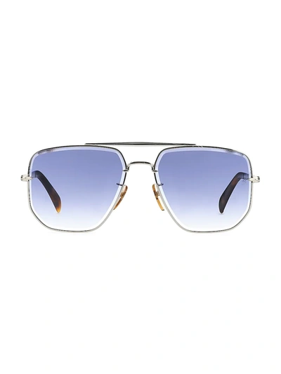 David Beckham 60mm Square Aviator Sunglasses In Silver