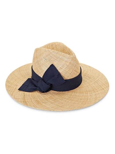 Raffaello Bettini Ribbon-trimmed Wide-brim Straw Hat In Natural Black
