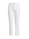 Paige Jeans Cindy High-rise Skinny Daisy Lasercut Raw Hem Jeans In Crisp White
