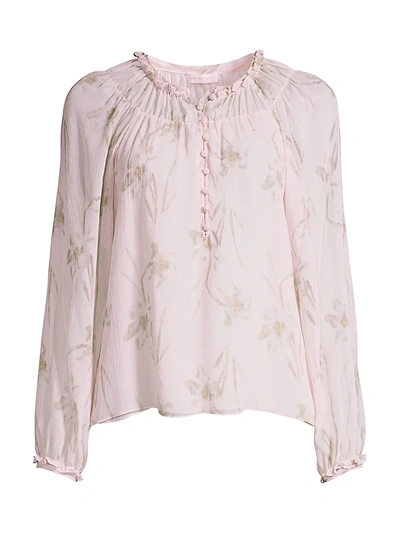 Rebecca Taylor Daffodil Silk Blouse In Seashell Combo