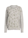 Brunello Cucinelli Mohair & Alpaca Floral Embellished Knit Sweater In Grey