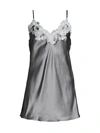 La Perla Maison Lace Satin Silk Sleep Dress In Grey