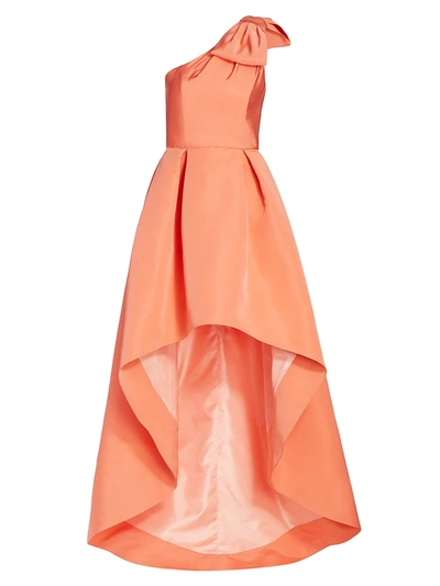 Alexia Maria Blair High-low Silk Gown In Melon