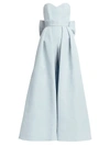 Alexia Maria Silk Faille Bow-back Jumpsuit With Convertible Skirt In Light Blue