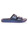 Freedom Moses Metallic Two-strap Slides In Twilight