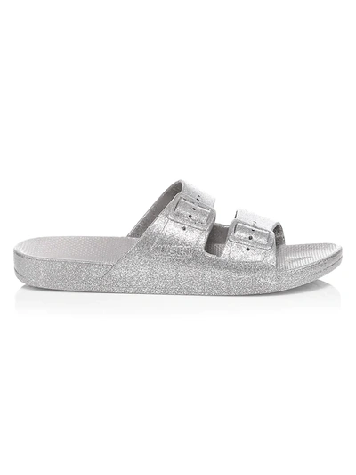 Freedom Moses Glitter Two-strap Slides In Bling