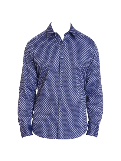 Robert Graham Cylinder Button-front Sport Shirt In Navy