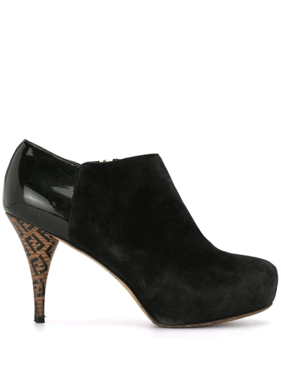 Pre-owned Fendi Platform Ankle Boots In Black