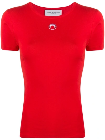 Marine Serre Logo Print T-shirt In Red