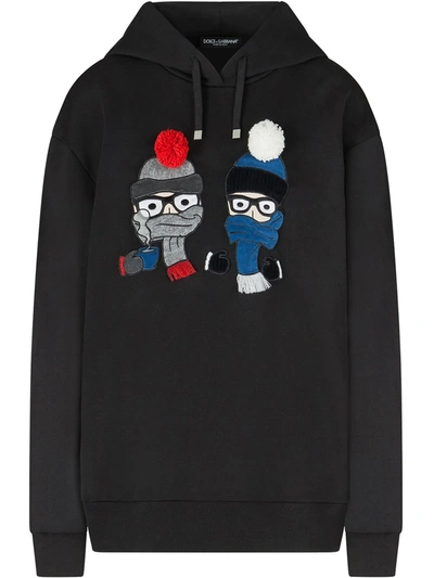 Dolce & Gabbana Cartoon Print Hoodie In Black