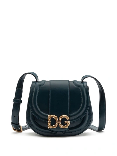 Dolce & Gabbana Small Dg Amore Bag In Desir Calfskin In Blue