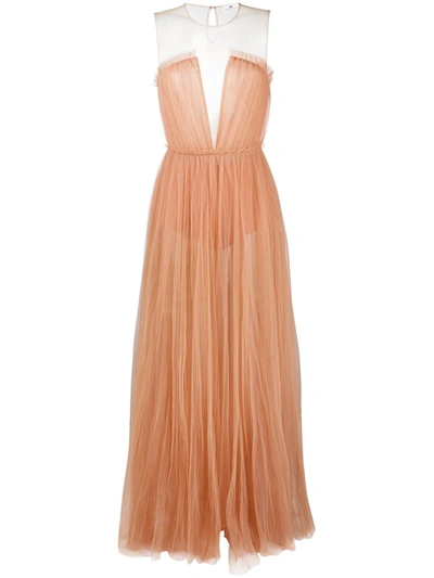 Elisabetta Franchi Semi-sheer Tulle Gown In Pink