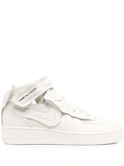 Nike X Comme Des Garçons Air Force 1 Mid Sneakers In White