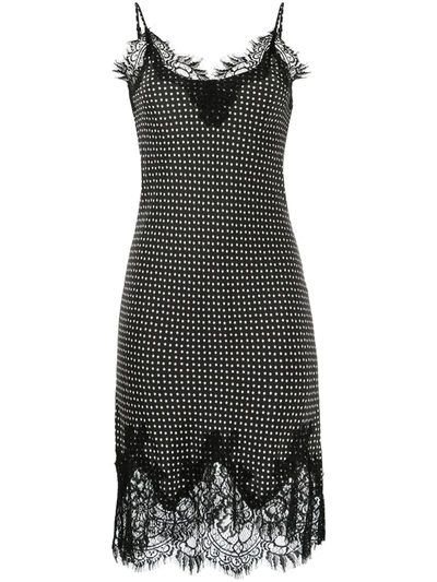 Gold Hawk Star-print Silk Slip Dress In Black