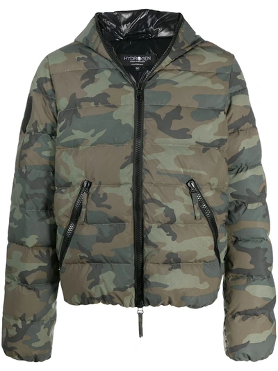 Hydrogen Camouflage Print Padded Jacket In Green