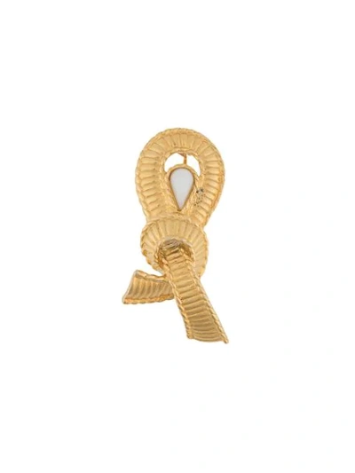 Pre-owned Givenchy 1980s Bow Motif Brooch In Gold