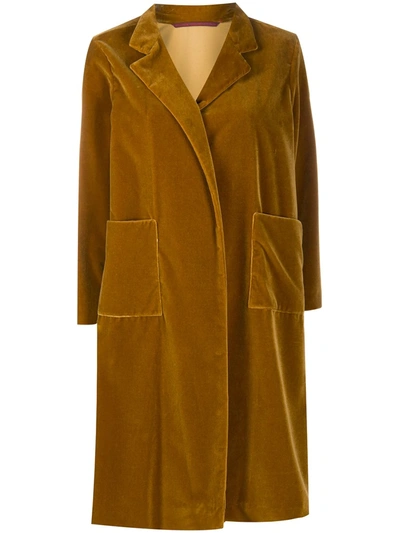 Daniela Gregis Velvet-effect Oversized Coat In Brown