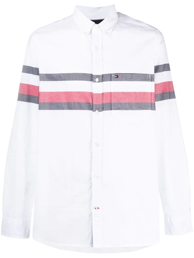 Tommy Hilfiger Stripe-print Button-down Shirt In White