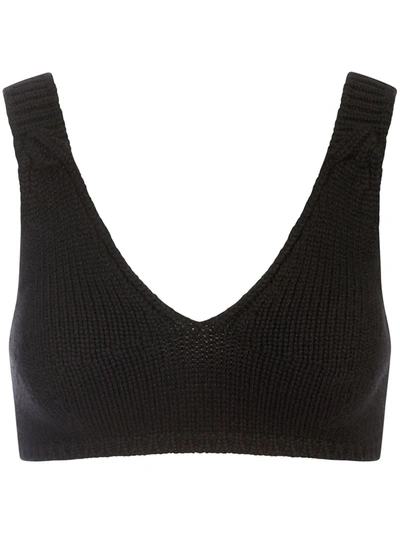 Dolce & Gabbana Chunky-knit V-neck Crop-top In Black
