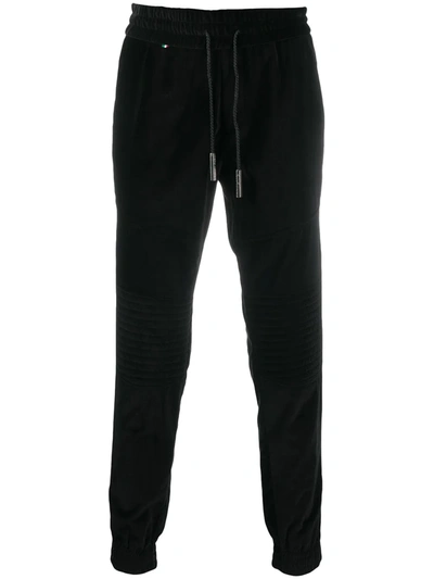 Philipp Plein Ribbed-detail Velour Track Trousers In Black