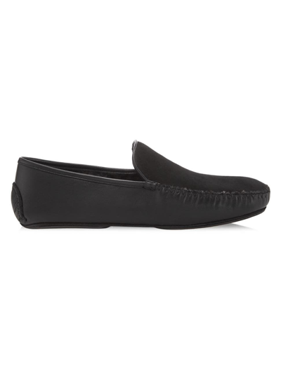 Manolo Blahnik Men's Mayfair Leather & Suede Driving Loafers In Black