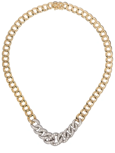Leo Pizzo 18kt White & Yellow Gold Groumette Chain-link Diamond Necklace