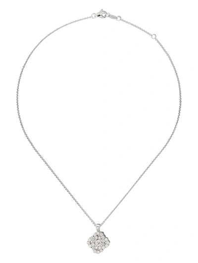 Leo Pizzo 18kt White Gold Diamond Vortex Pendant Necklace In Silver