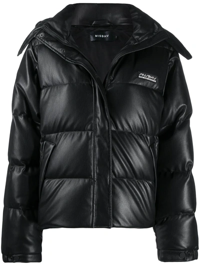 Misbhv Faux-leather Padded Jacket In Black