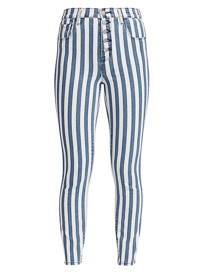 J Brand Lillie High-rise Striped Crop Skinny Jeans In Unite