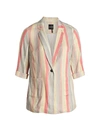 Nic + Zoe, Plus Size Sweetclover Striped Blazer In Orange Multi