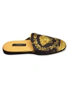Versace Men's Medusa-print Silk & Cotton Slippers In Black Gold