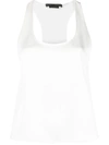 Alice And Olivia Harmon Racerback Drapey Tank Top In Off White