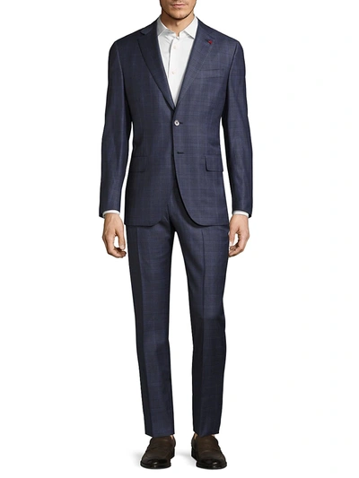 Isaia Men's Regular Fit Plaid Suit In Dark Blue