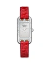Hermes Women's Nantucket 29mm Stainless Steel, Diamond & Alligator Strap Watch In Red