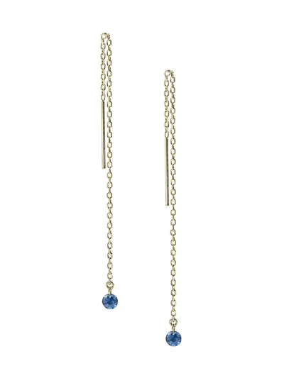 Ila Bombshell 14k Yellow Gold & Sapphire Chain Drop Threader Earrings