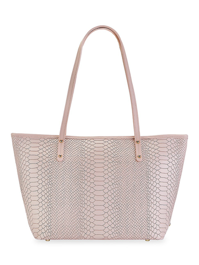 Gigi New York Teddie Python-embossed Leather Tote In Nude
