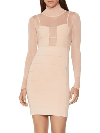 Herve Leger Women's Sporty Sheer Bandage Cocktail Dress In Neutral