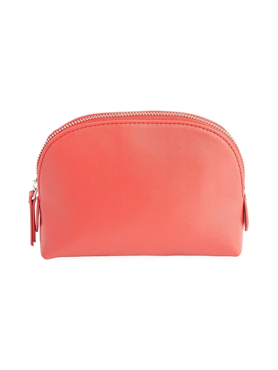 Royce New York Compact Leather Cosmetic Bag In Red
