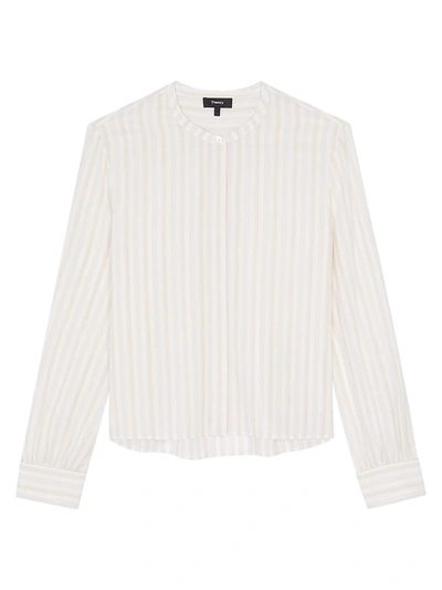 Theory Easy Corded Shirt In Ivory Multi