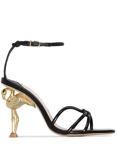 Sophia Webster Women's Flo Flamingo-heel Leather Sandals In Black