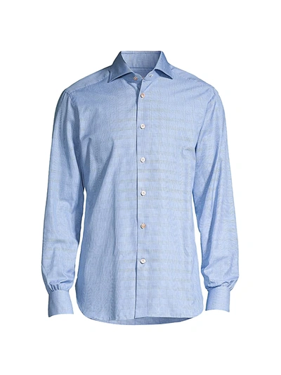 Kiton Glen Plaid Sport Shirt In Blue