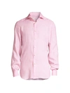 Kiton Linen Sport Shirt In Pink