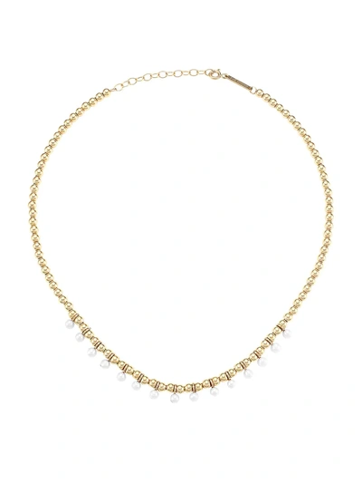 Zoë Chicco Women's 14k Yellow Gold & 3mm Pearl Beaded Collar Necklace