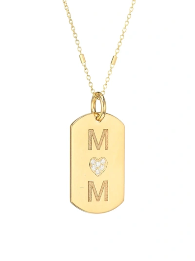 Zoë Chicco Women's 14k Yellow Gold & Diamond Mom Small Dog Tag Pendant Necklace