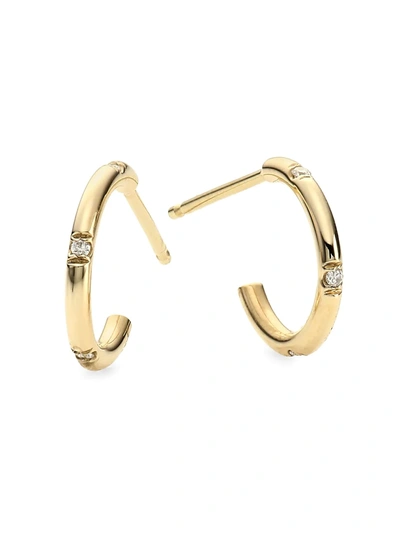 Zoë Chicco Women's 14k Yellow Gold & Diamond Huggie Hoop Earrings