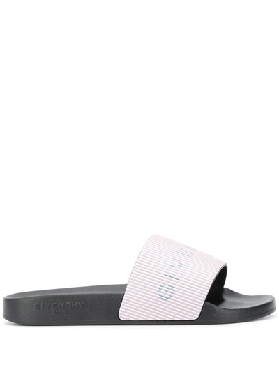 Givenchy Women's Logo Metallic Leather Pool Slides In Light Pink