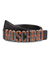 Moschino Plaid Logo Leather Belt In Red Plaid